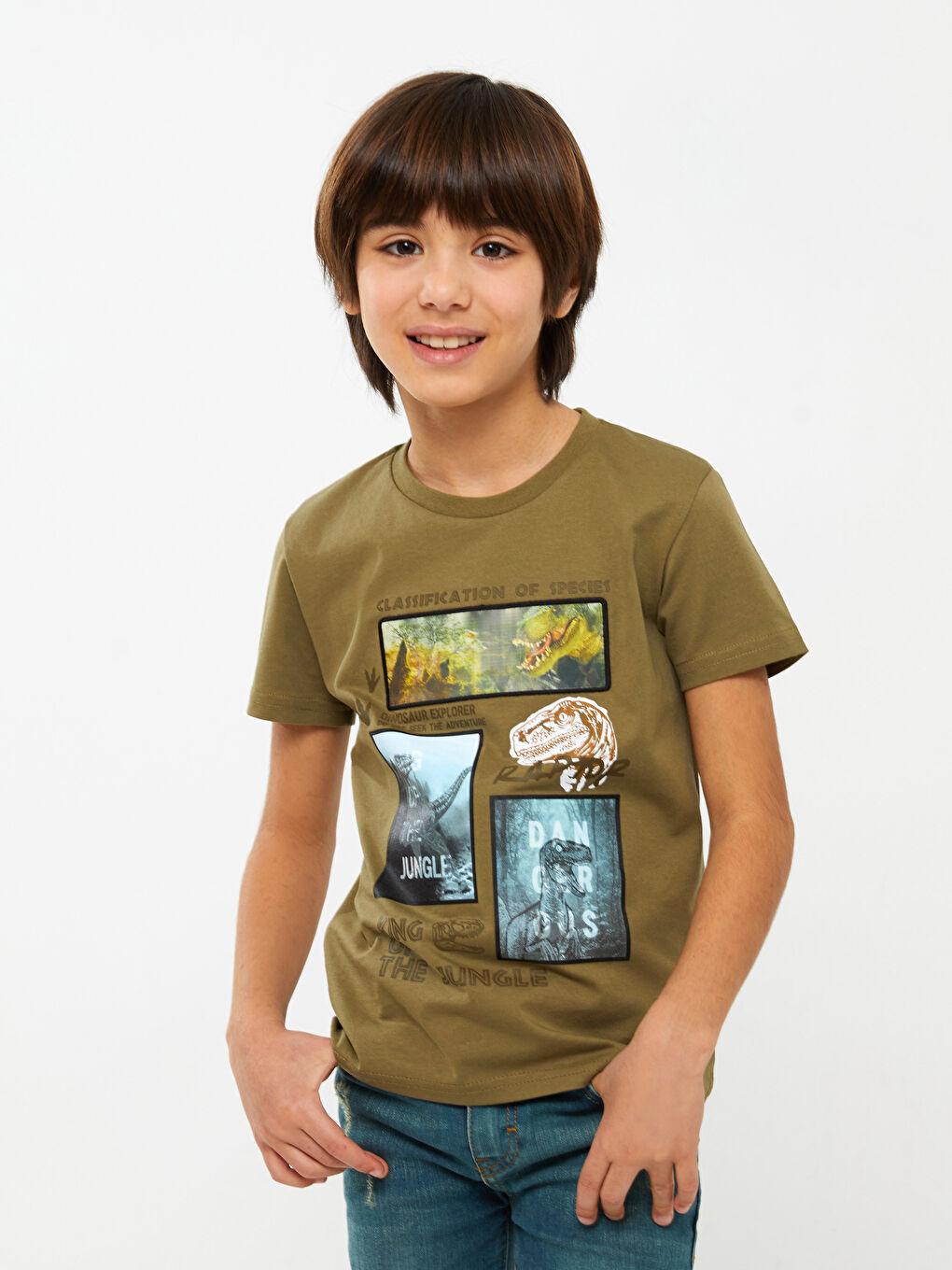 LCW Kids Тениска с кръгло деколте, отпечатана, с къс ръкав за момчета -S3CM08Z4-JNN