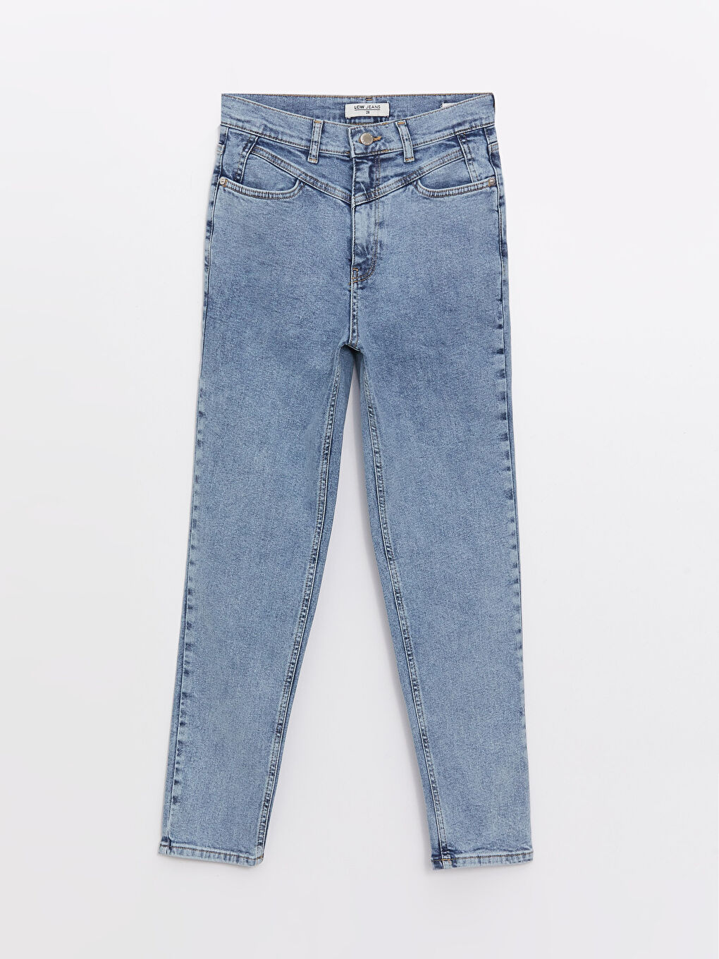 İndigo Yüksek Bel Mom Fit Kadın Jean Pantolon-5