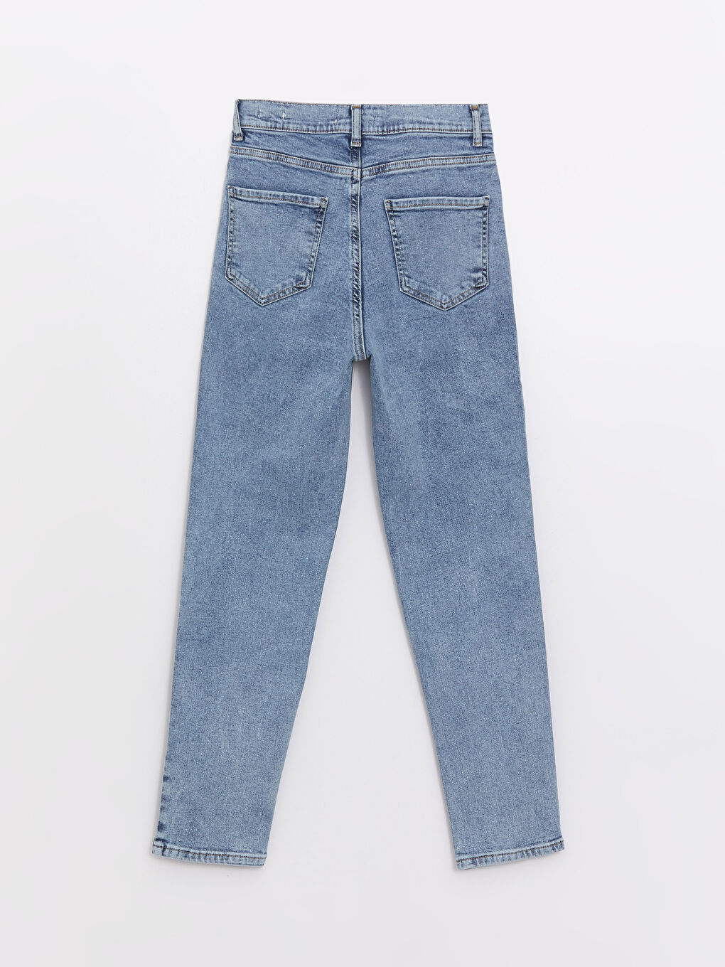 İndigo Yüksek Bel Mom Fit Kadın Jean Pantolon-6