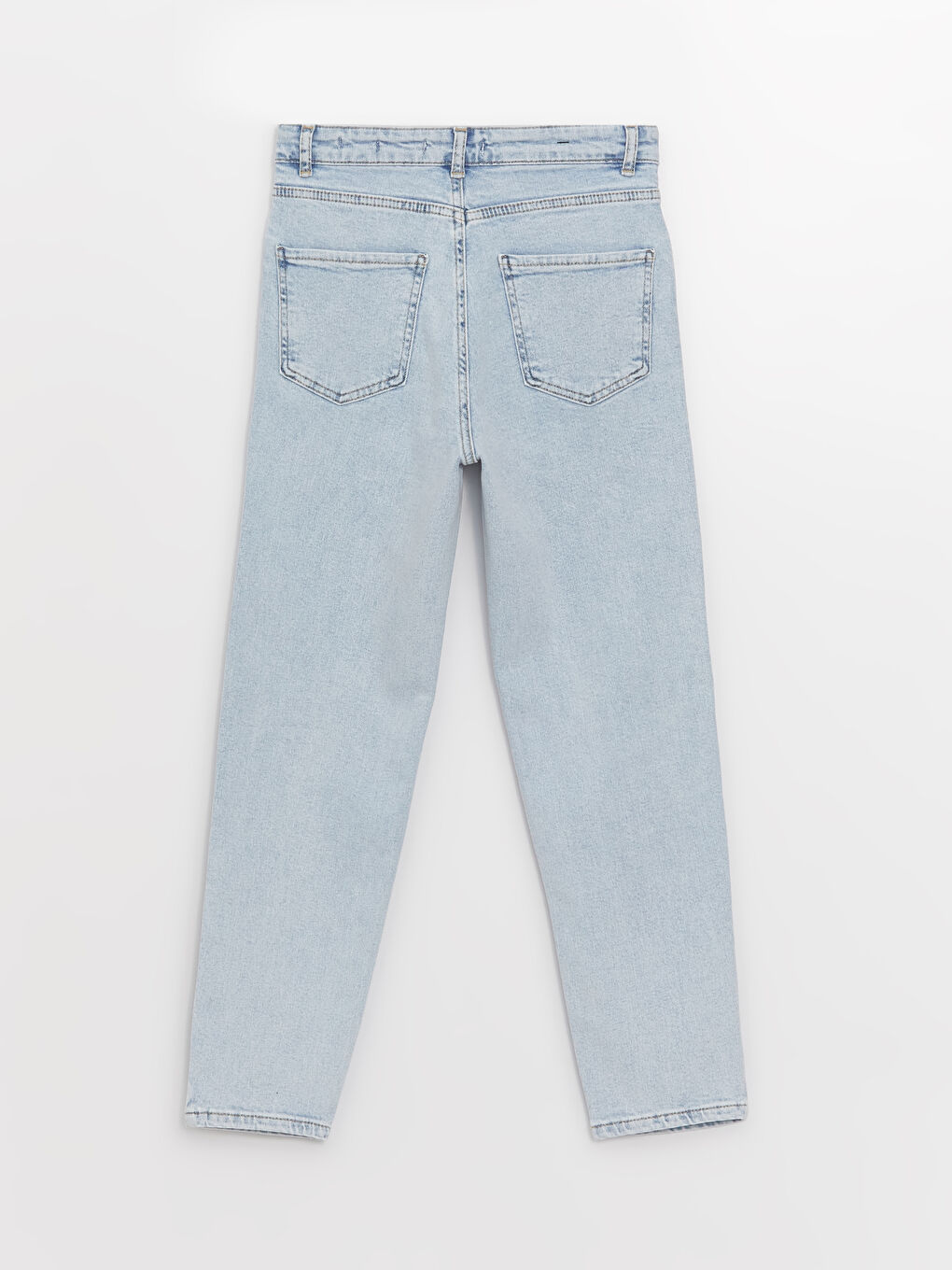 İndigo Yüksek Bel Mom Fit Kadın Jean Pantolon-6