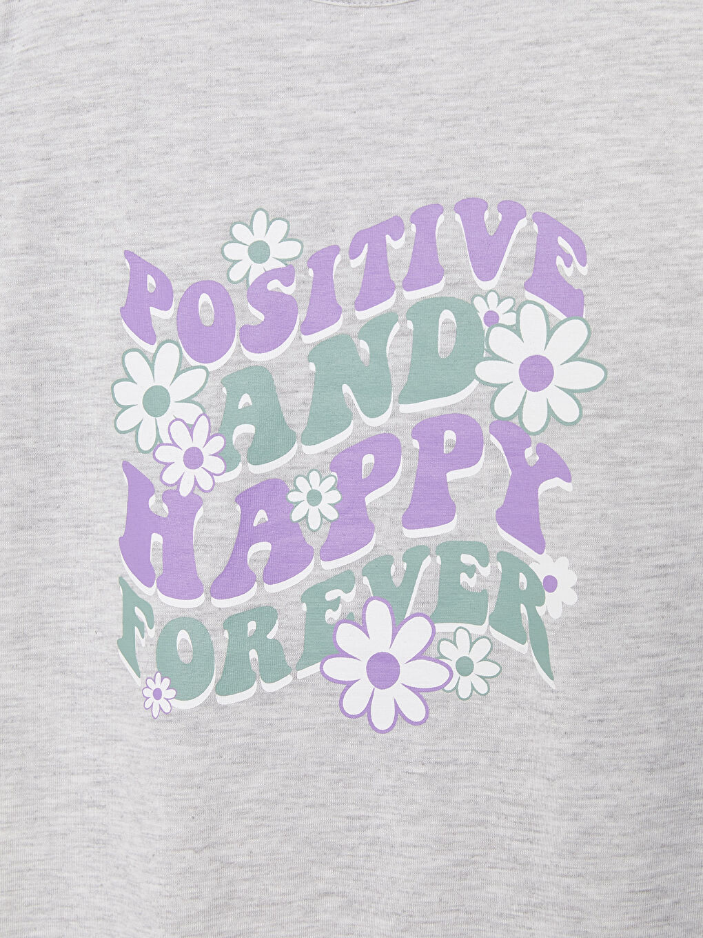 تيشيرت للبنات بياقة دائرية مطبوع كم قصير-2