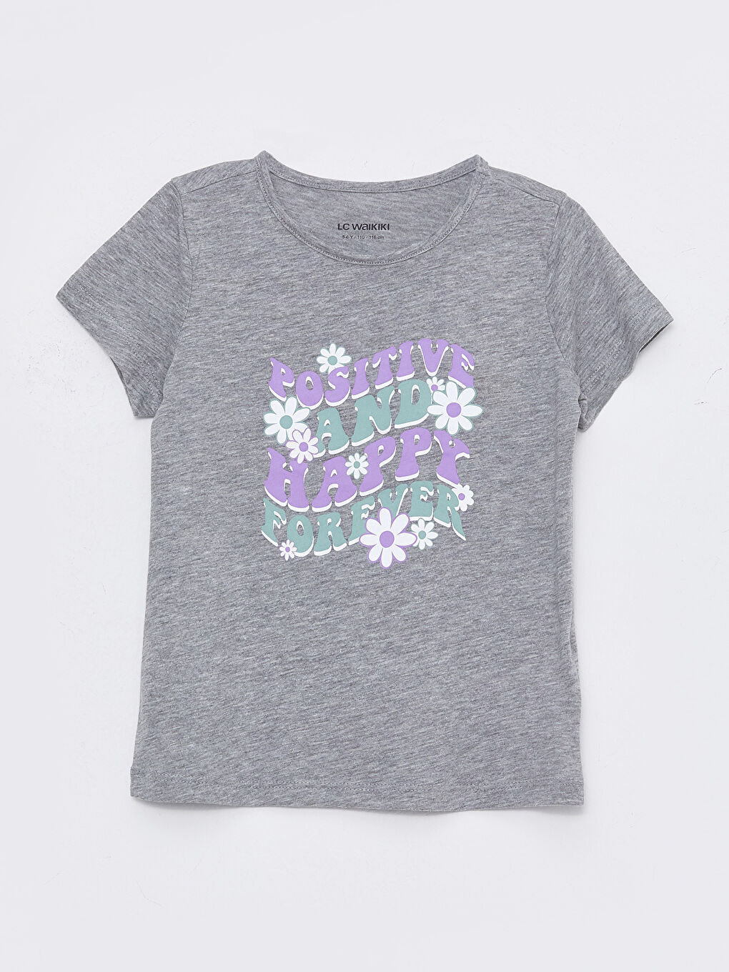 Crew Neck Printed Short Sleeve Girls' T-Shirt