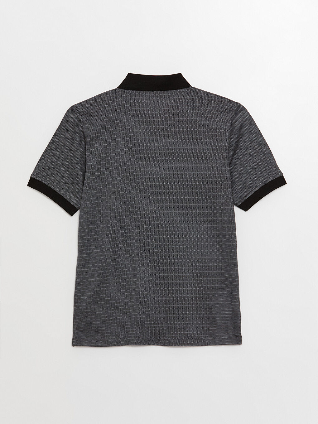 Siyah Merserize Polo Yaka Kısa Kollu Erkek Tişört-6
