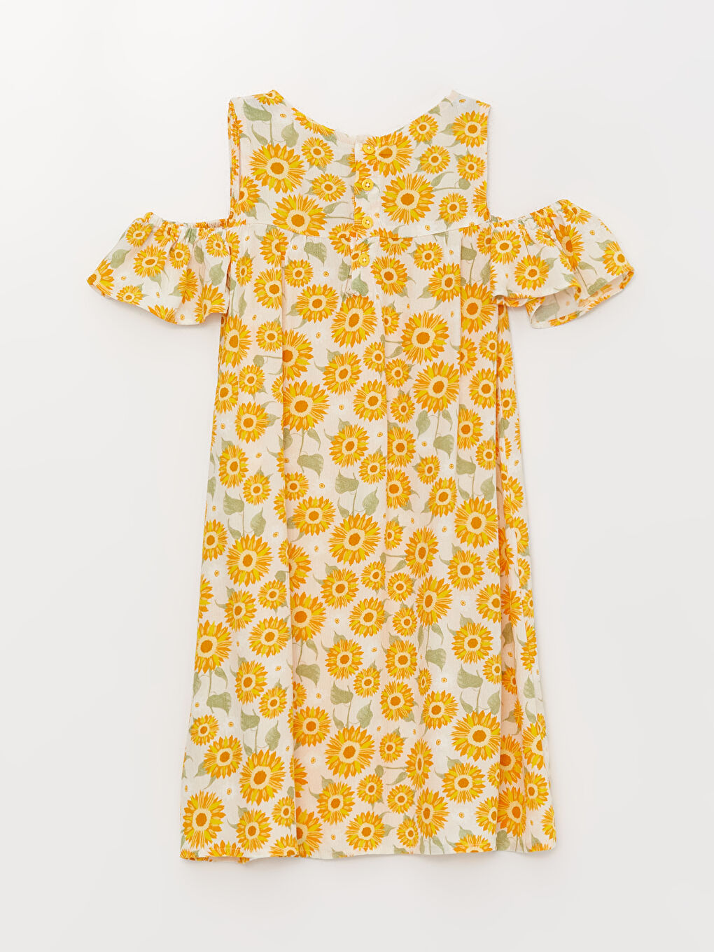 فستان للبنات بنقشة وياقة دائرية-3