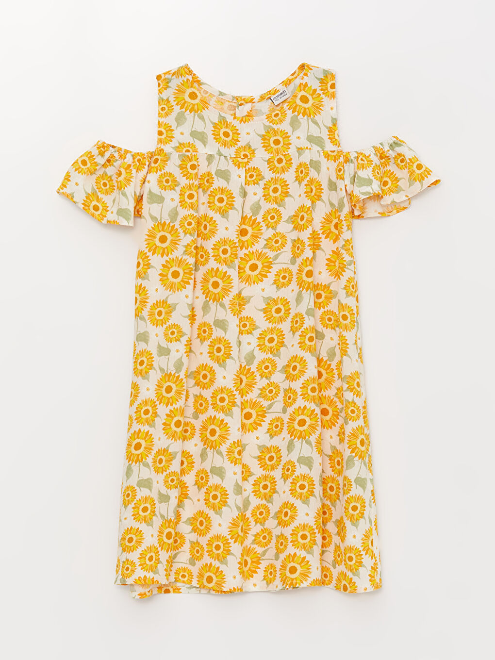 فستان للبنات بنقشة وياقة دائرية-4