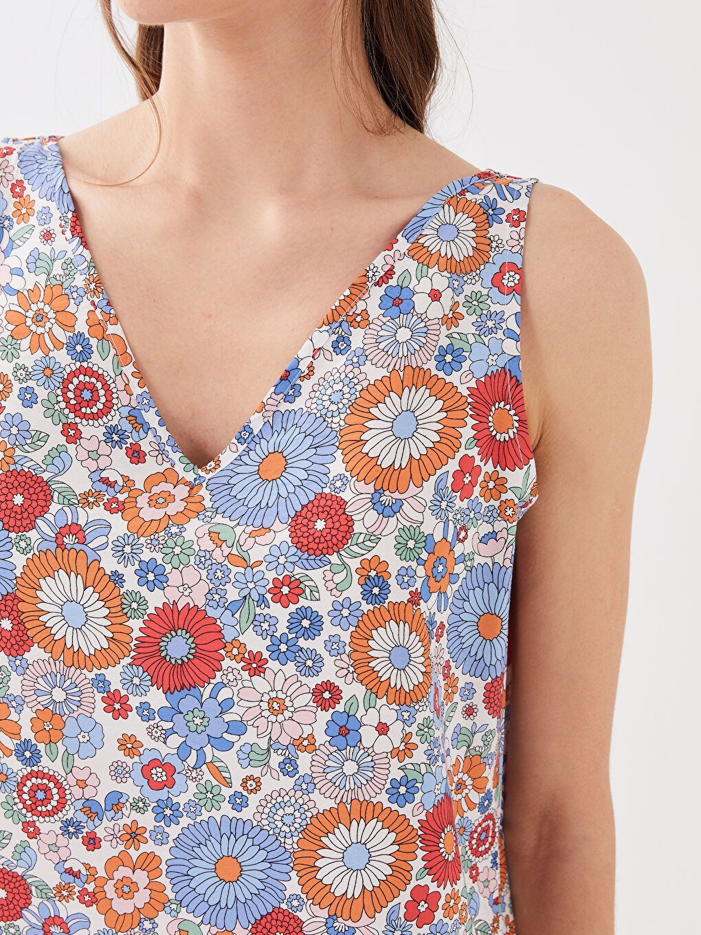 V-Neck Patterned Women's Blouse-3