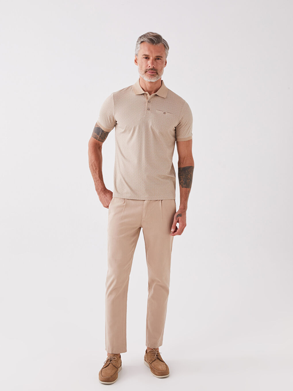 Mercerisierte Rollkragen Kurzarm Herren T-Shirt-2