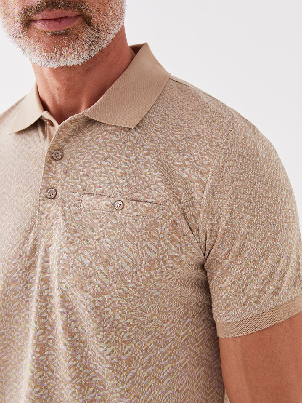 Mercerisierte Rollkragen Kurzarm Herren T-Shirt-3