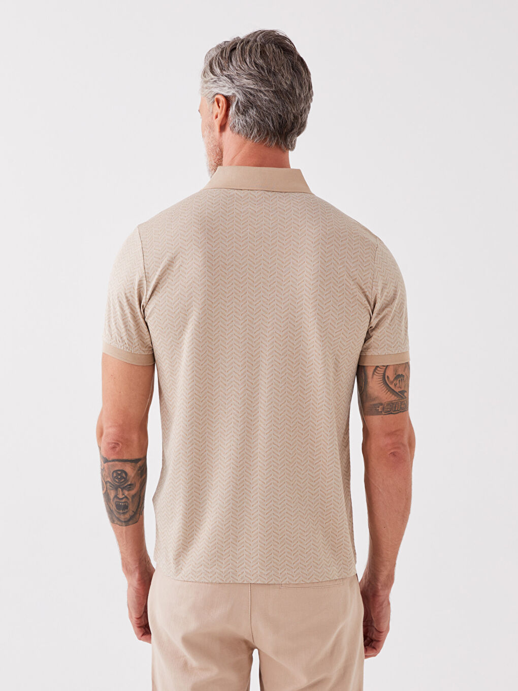 Mercerisierte Rollkragen Kurzarm Herren T-Shirt-4