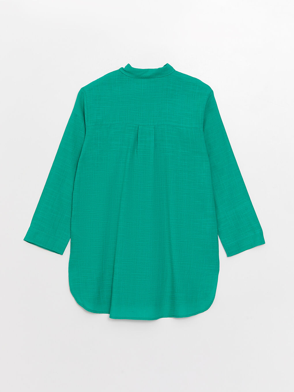 Plain Long Sleeve Linen-Look Women's Shirt Tunic-6