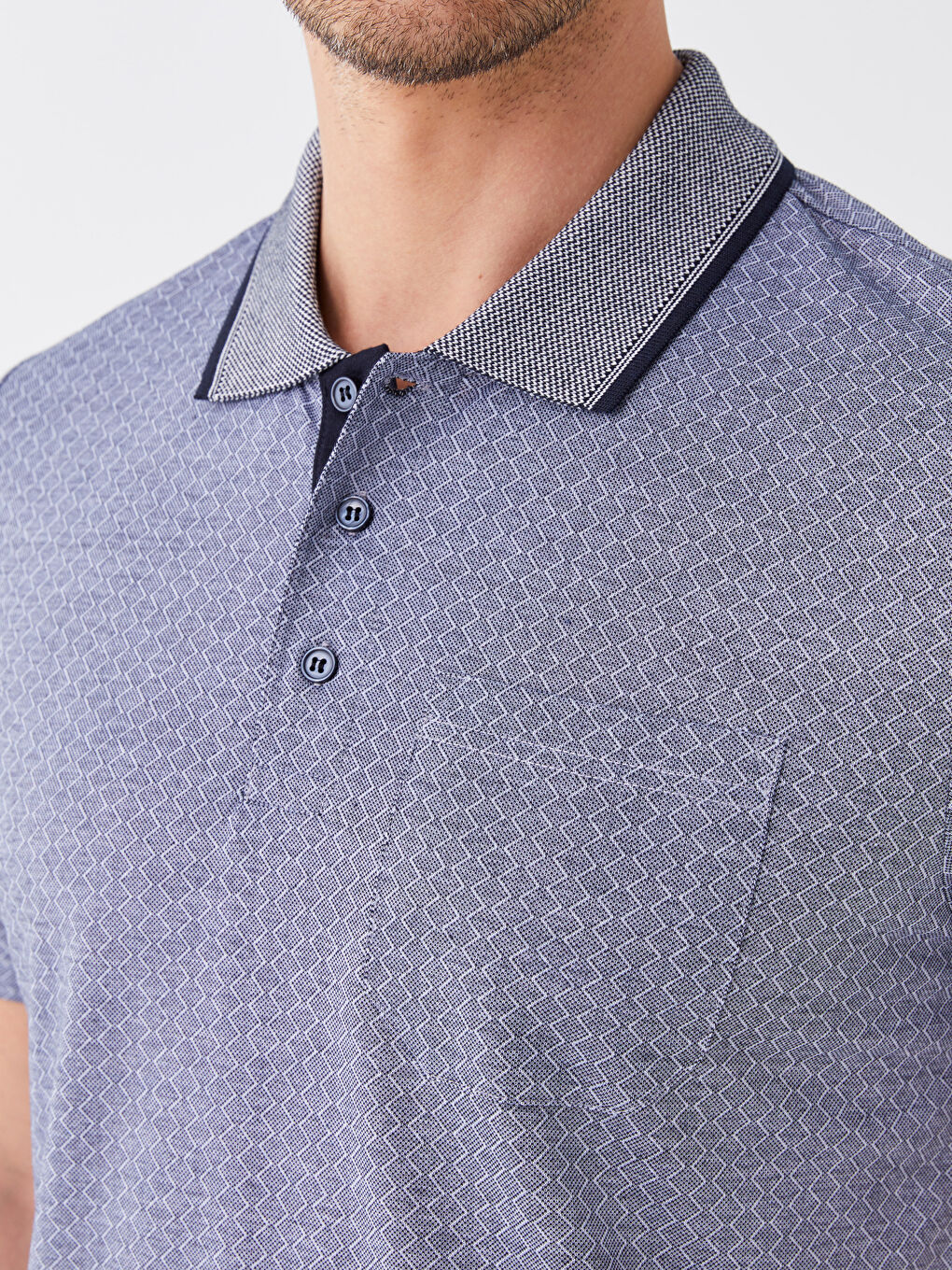 Lacivert Merserize Polo Yaka Kısa Kollu Erkek Tişört-3