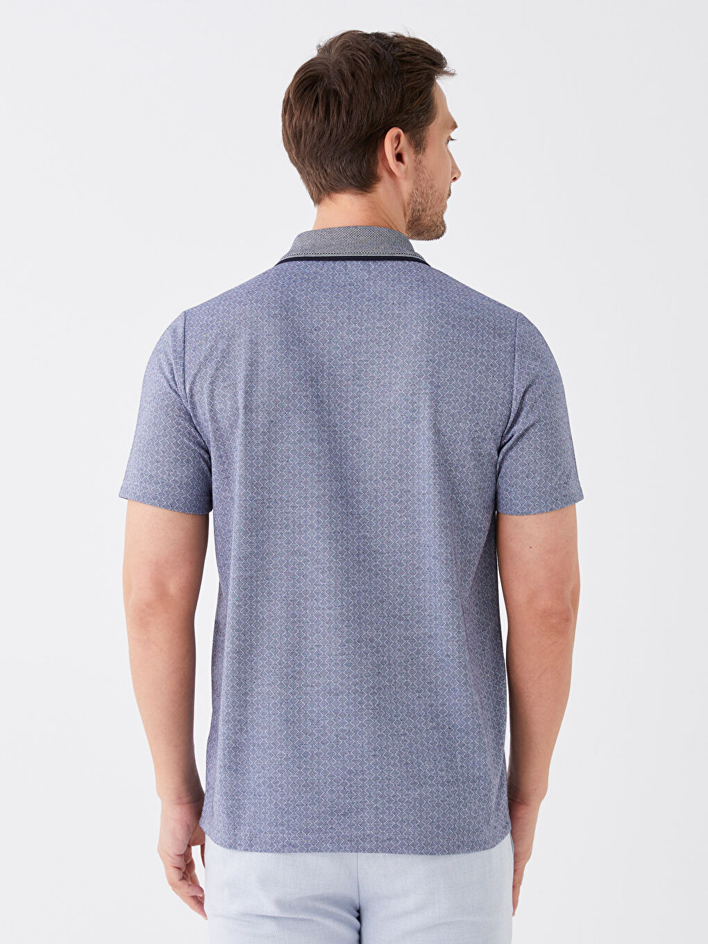 Lacivert Merserize Polo Yaka Kısa Kollu Erkek Tişört-4