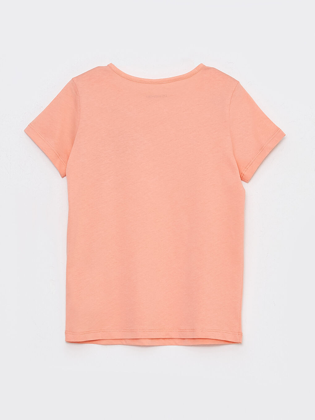 تيشيرت للبنات بياقة دائرية مطبوع كم قصير-1