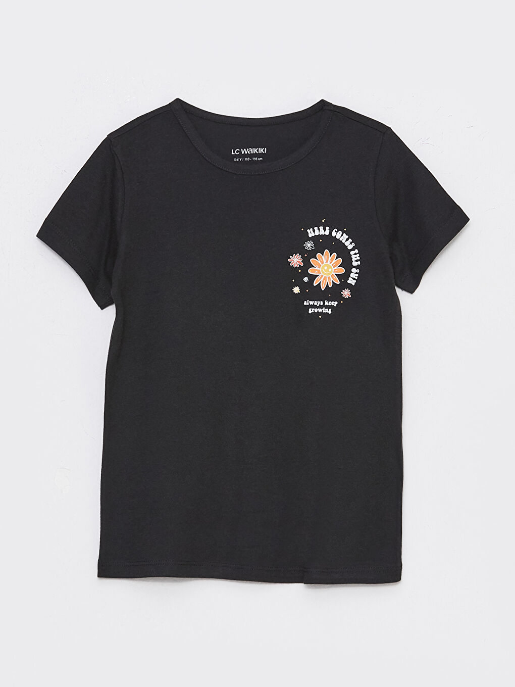 Crew Neck Printed Short Sleeve Girls' T-Shirt