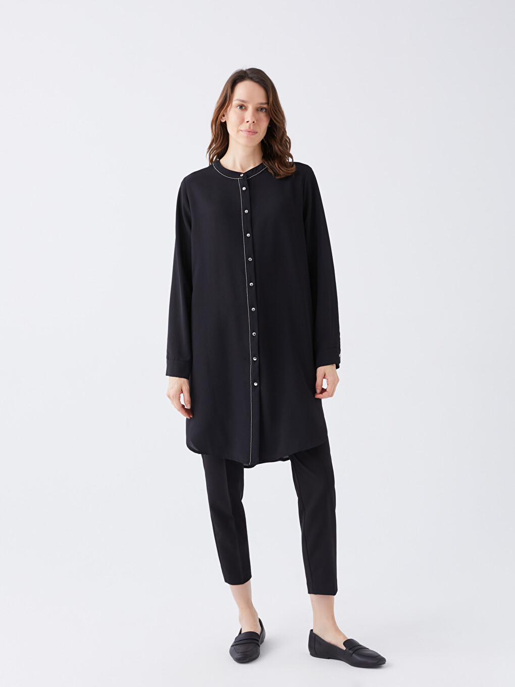 Crew Neck Straight Long Sleeve Aerobin Women's Tunic