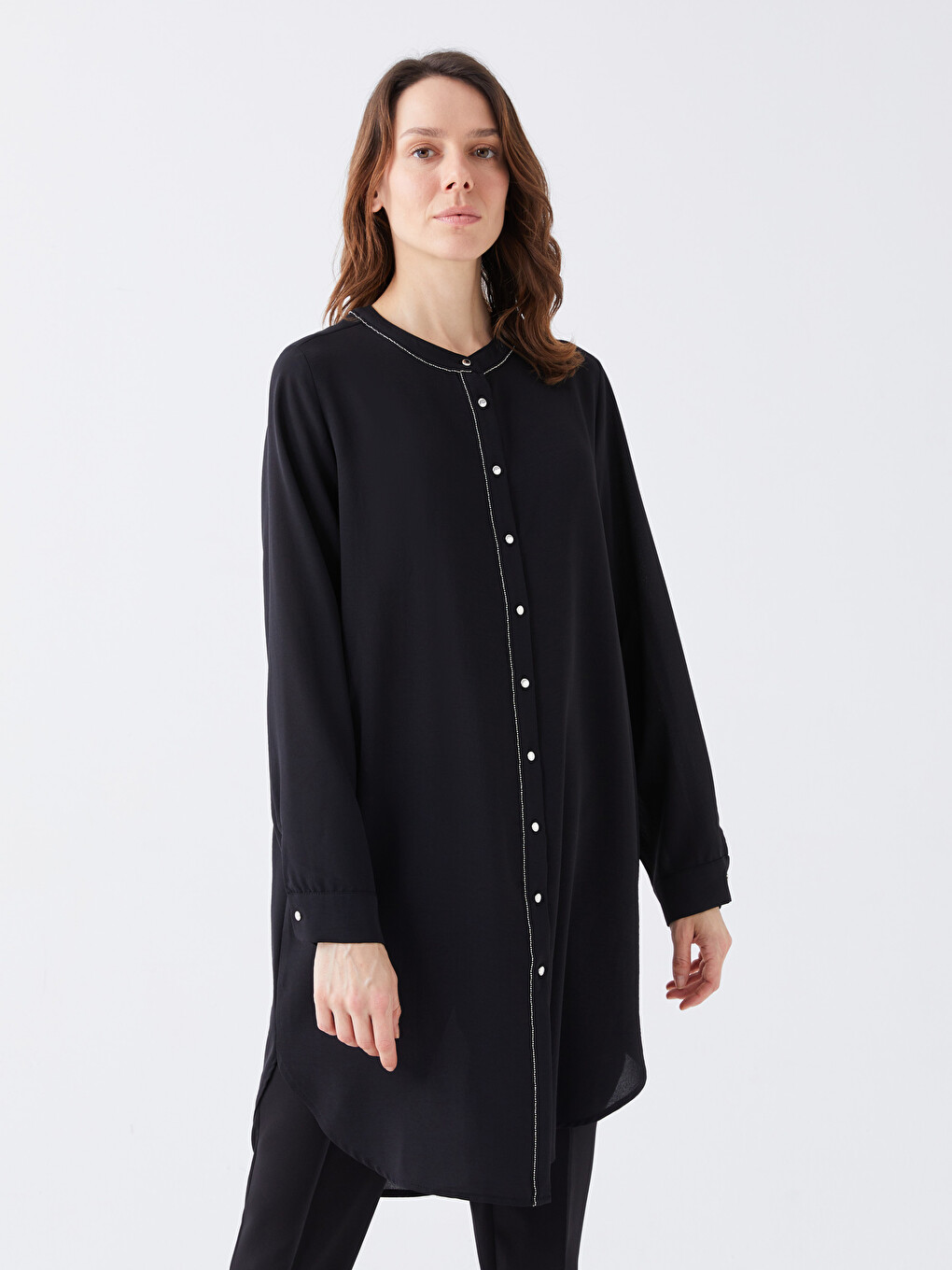 Crew Neck Straight Long Sleeve Aerobin Women's Tunic-1
