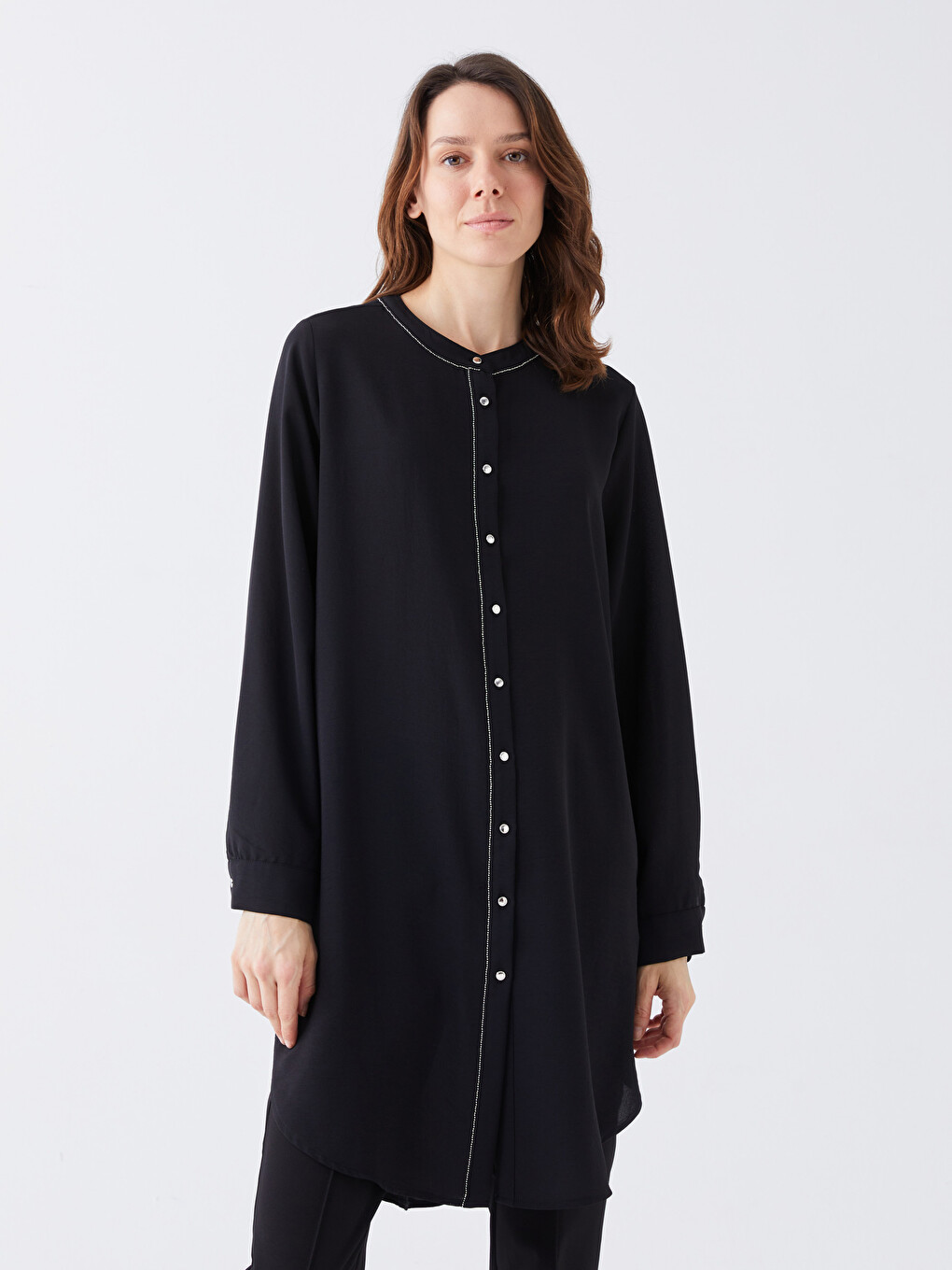 Crew Neck Straight Long Sleeve Aerobin Women's Tunic-2