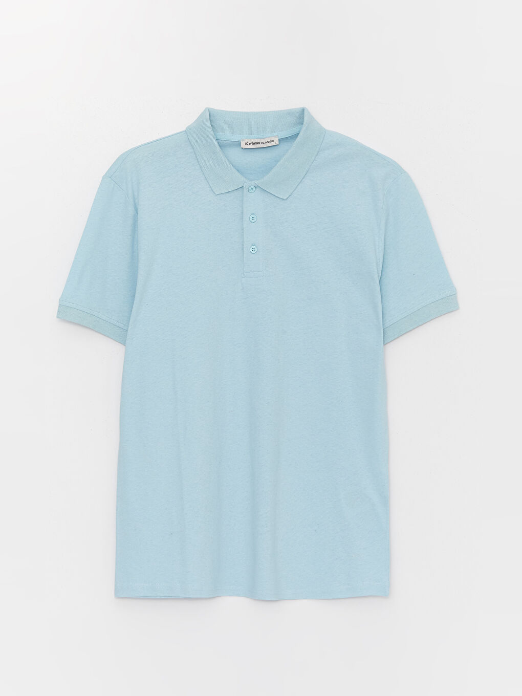 Polo Neck Short Sleeve Linen Blended Men's T-Shirt-6
