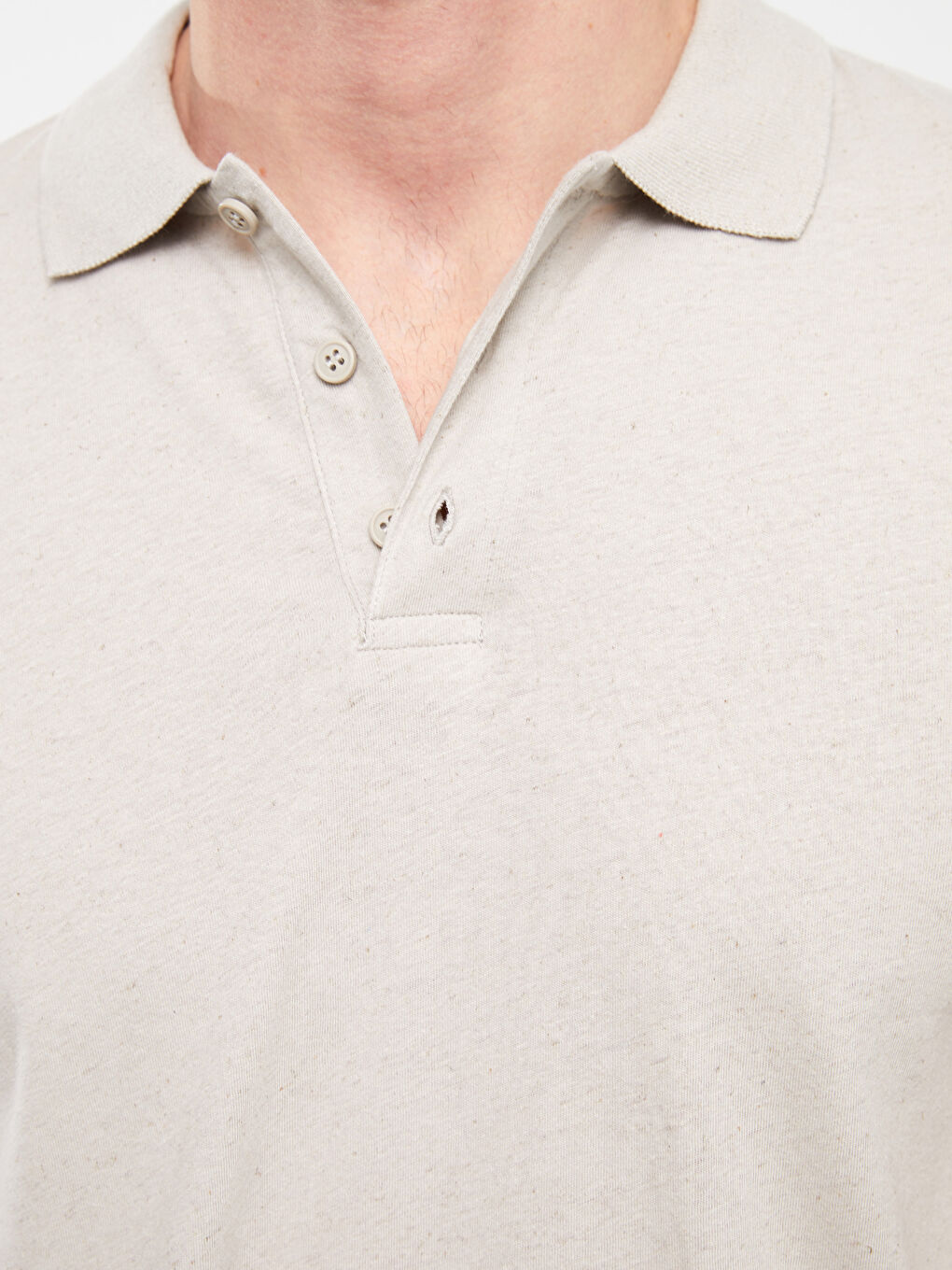 T-shirt pour Hommes à Col roulé Manches courtes en Mélange de lin-3