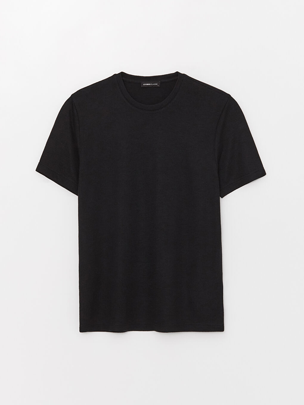 Siyah Bisiklet Yaka Penye Erkek Tişört-5