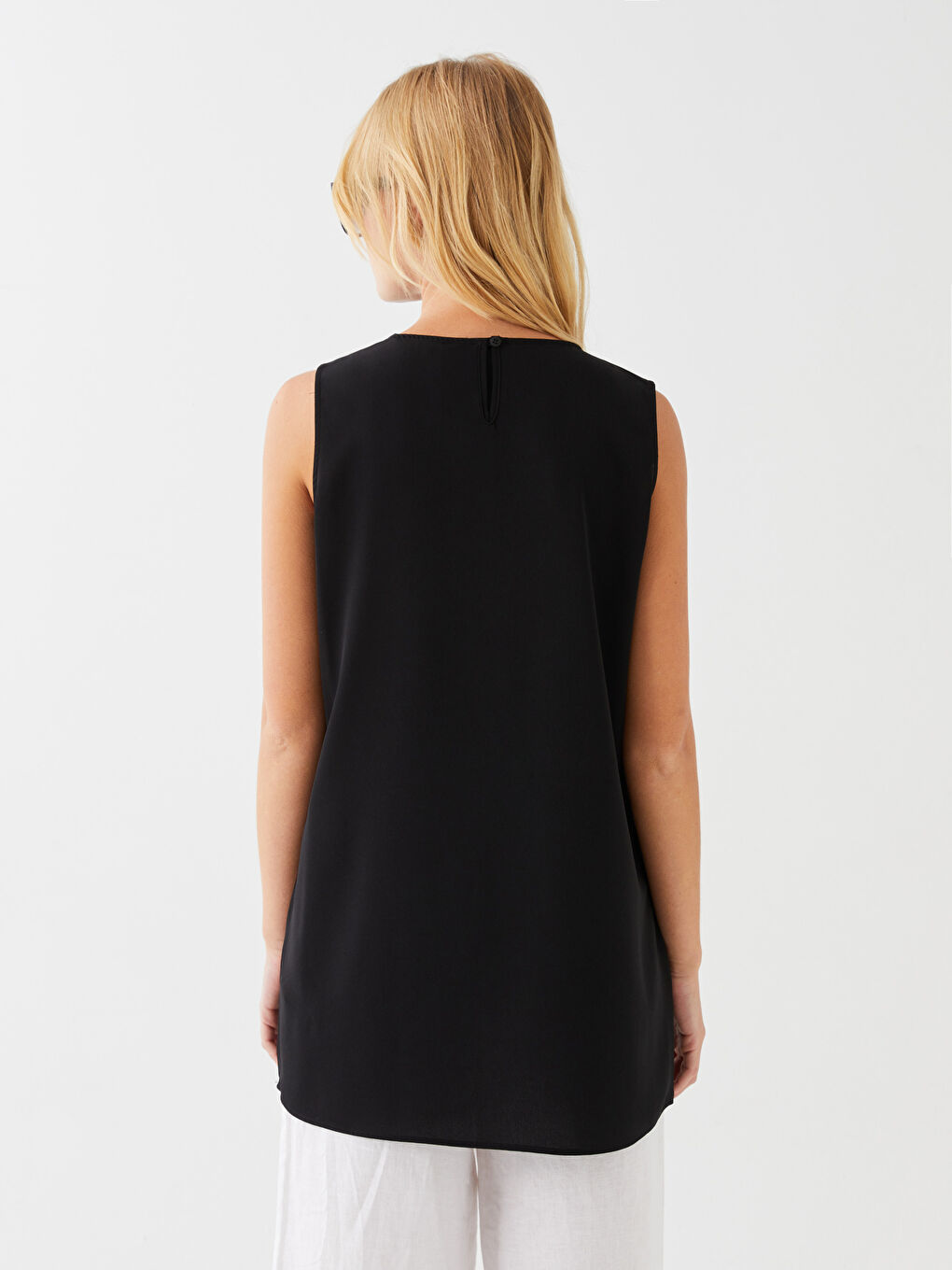 Siyah Bisiklet Yaka Düz Aerobin Kadın Tunik-4