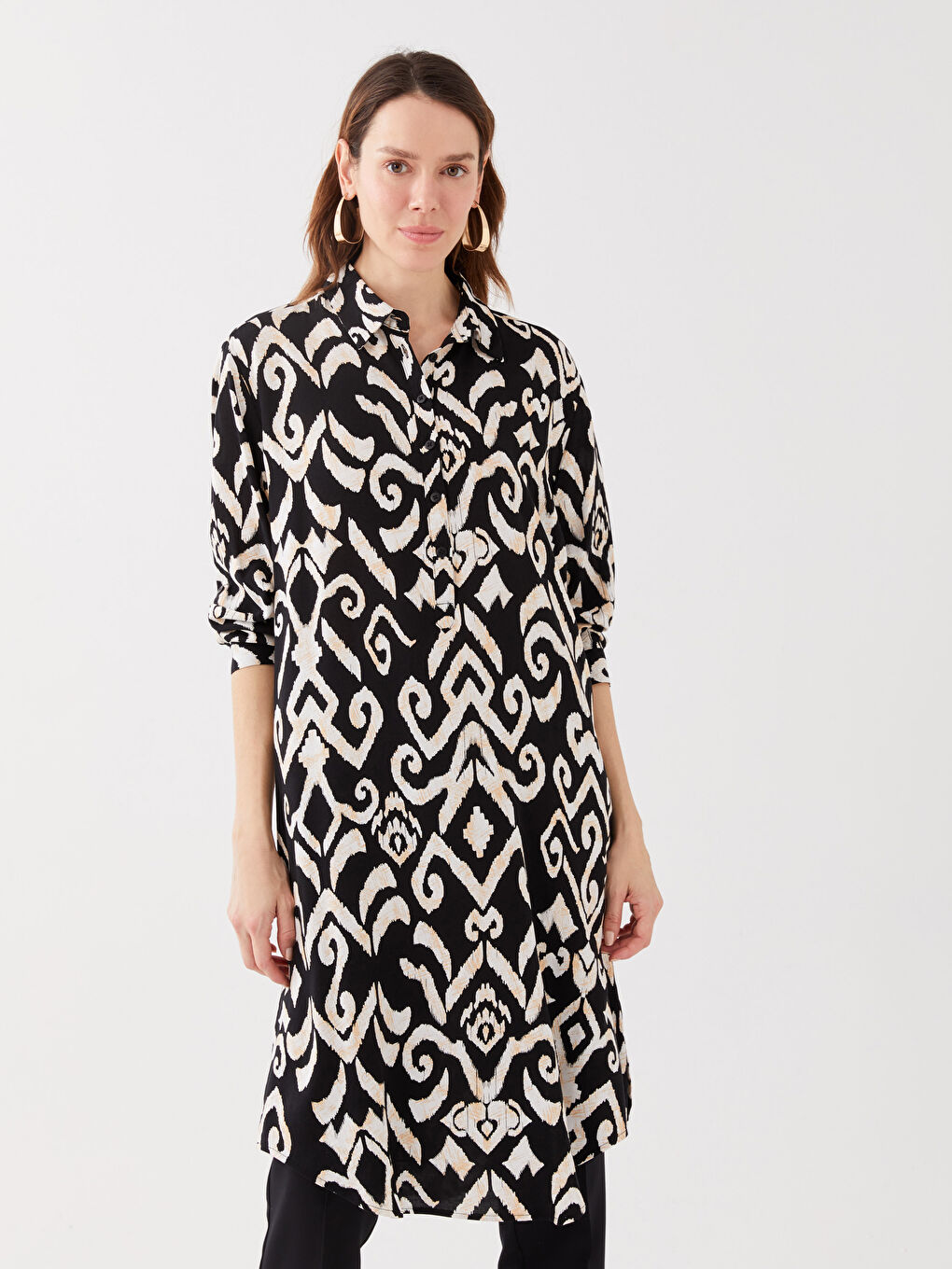 تونيك قميص نسائي منقوش-1