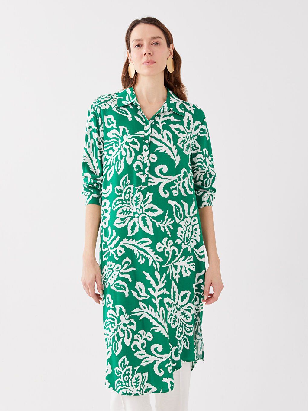 Patterned Women's Shirt Tunic-1