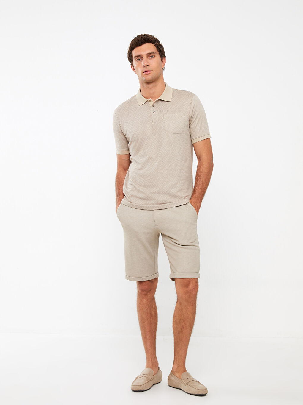 Tricou pentru Bărbați Mercerizat cu Guler Polo și Mânecă Scurtă-2