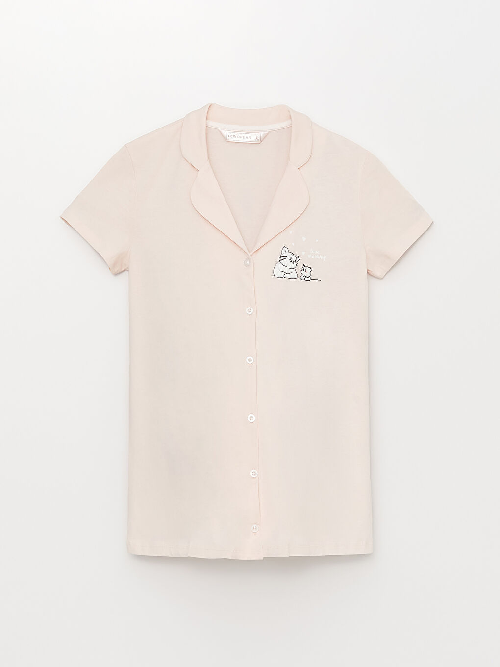 طقم بيجامة حوامل كم قصير مطبوع بياقة القميص-1