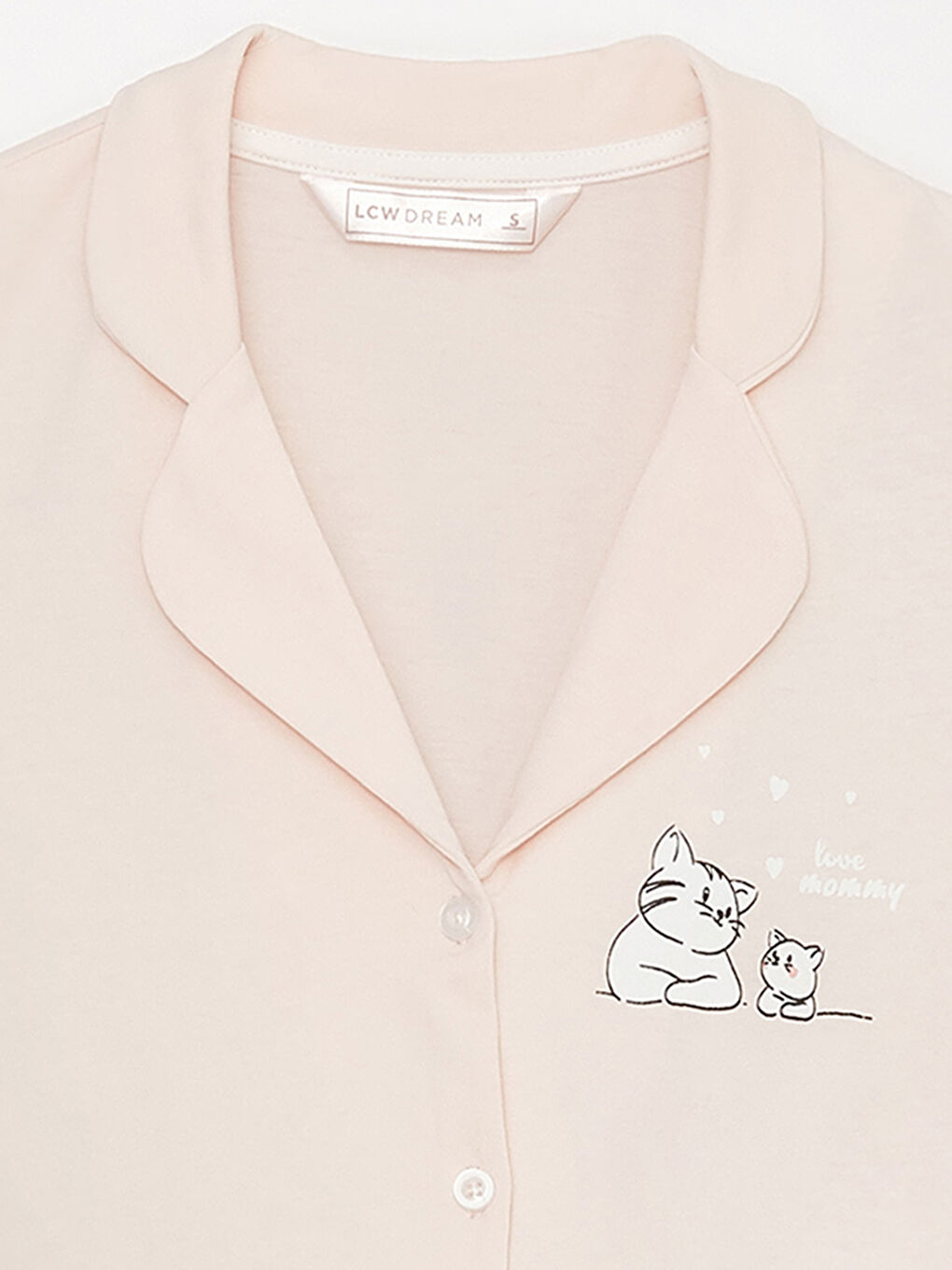 طقم بيجامة حوامل كم قصير مطبوع بياقة القميص-3