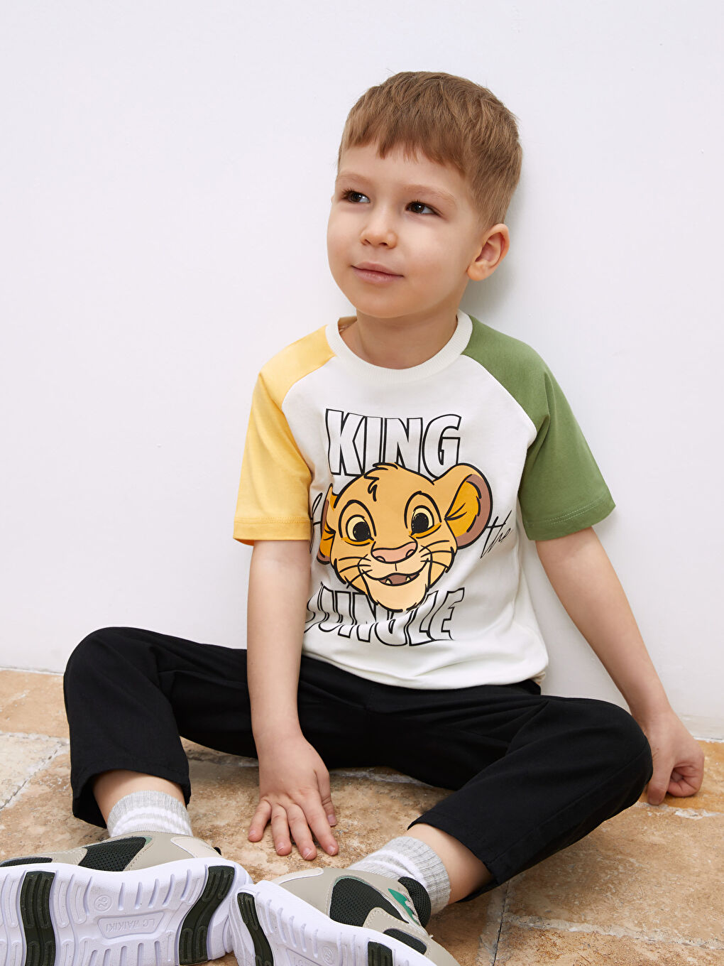 T-shirt pour Bébé Garçons à Manches Courtes Col Rond Imprimé Roi Lion