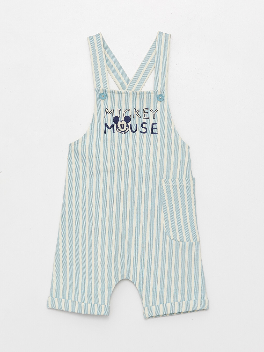 Mavi Mickey Mouse Baskılı Erkek Bebek Salopet