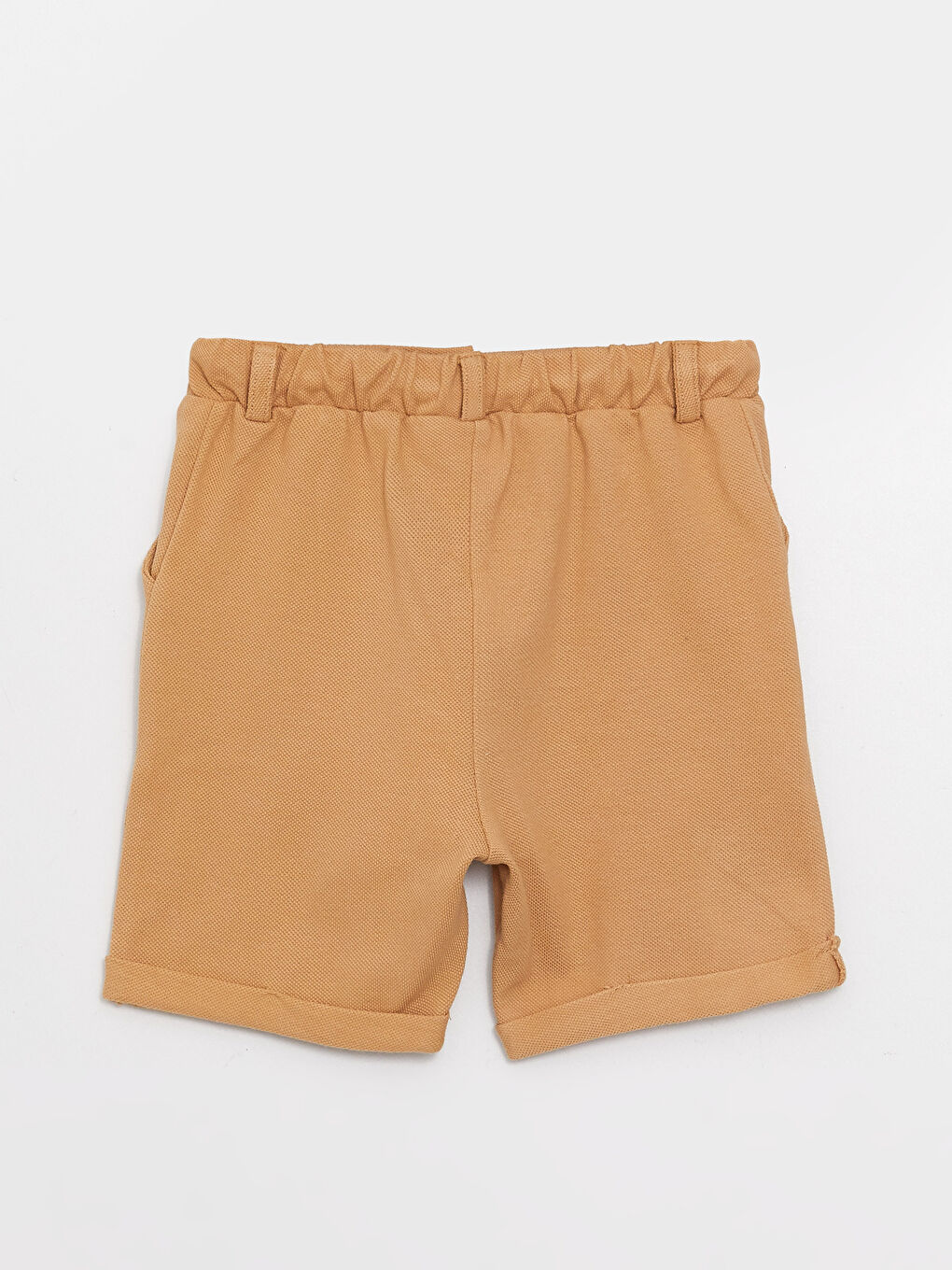 Bej Beli Lastikli Mickey Mouse Baskılı Erkek Bebek Şort-1