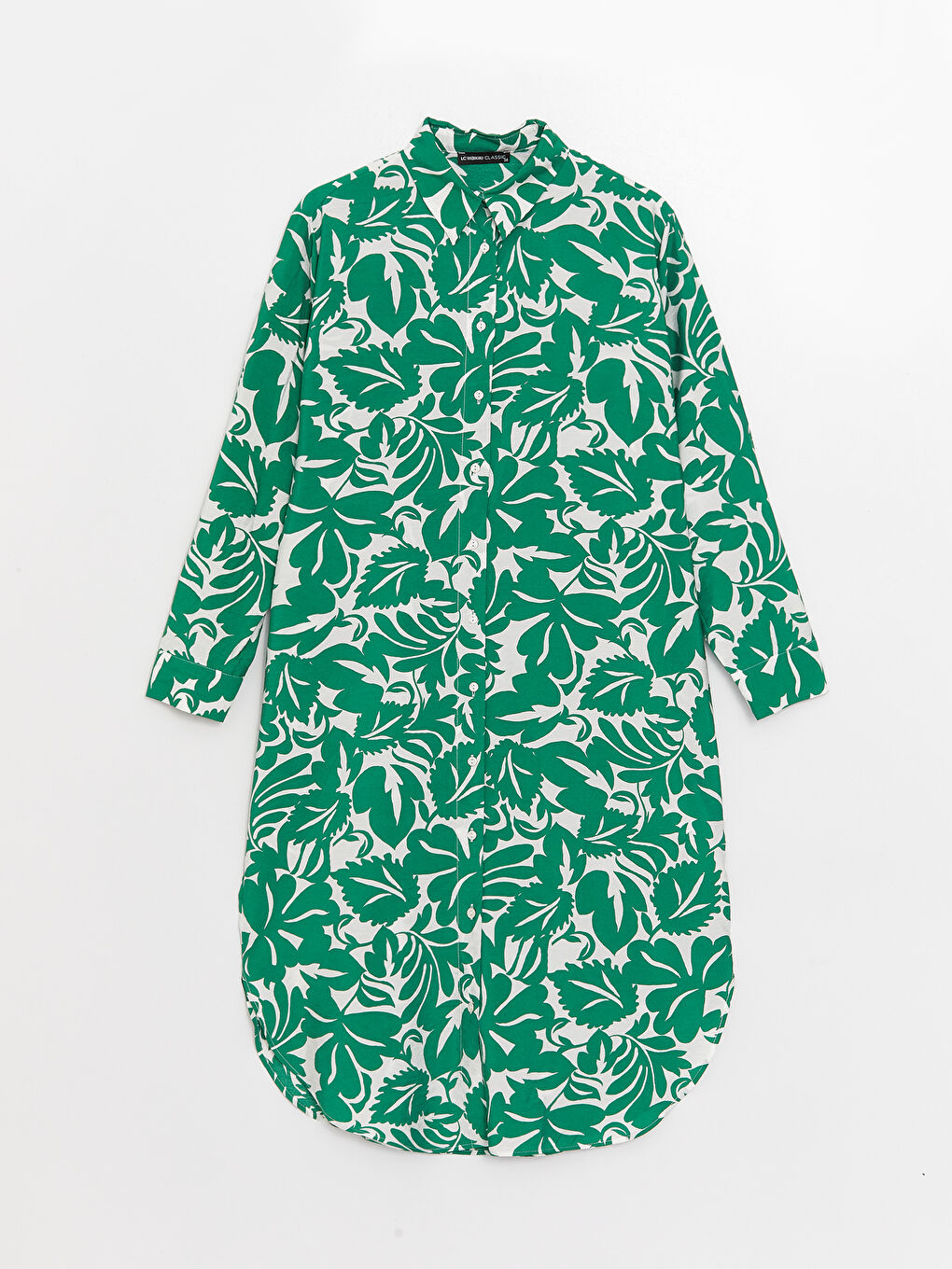 Yeşil Desenli Kadın Gömlek Tunik-5