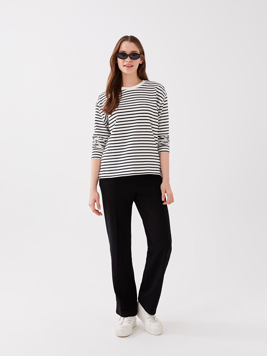 LC Waikiki Crew Neck Striped Long Sleeve Women's T-Shirt -S3CN33Z8-LEG