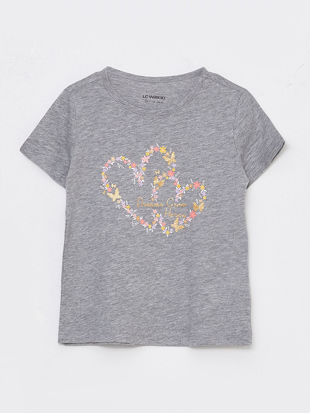 Crew Neck Printed Short Sleeve Girls' T-Shirt