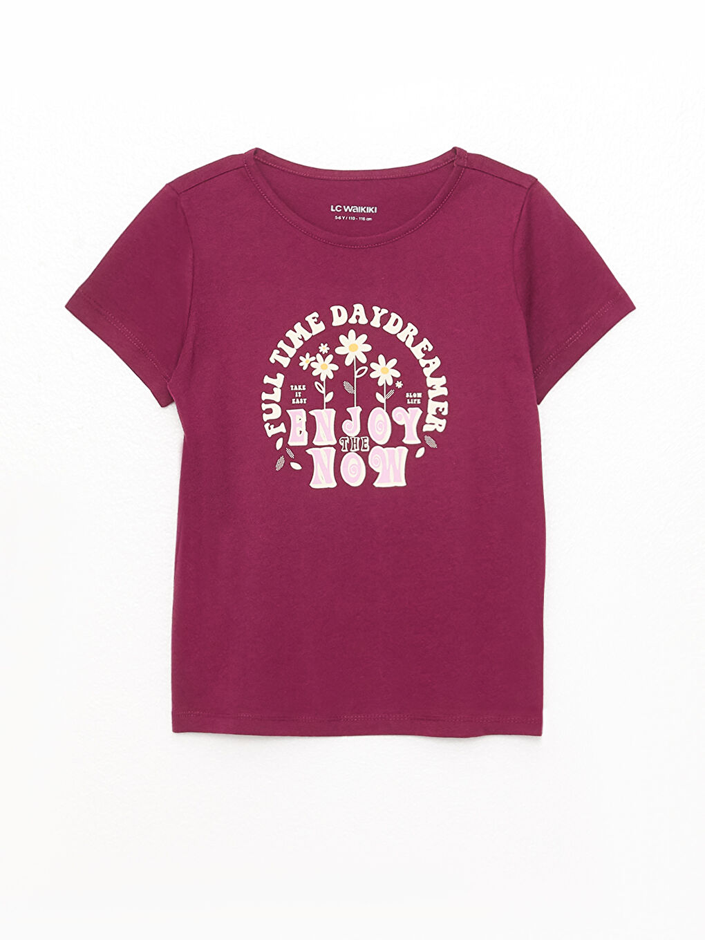 Crew Neck Printed Short Sleeve Girls' T-Shirt