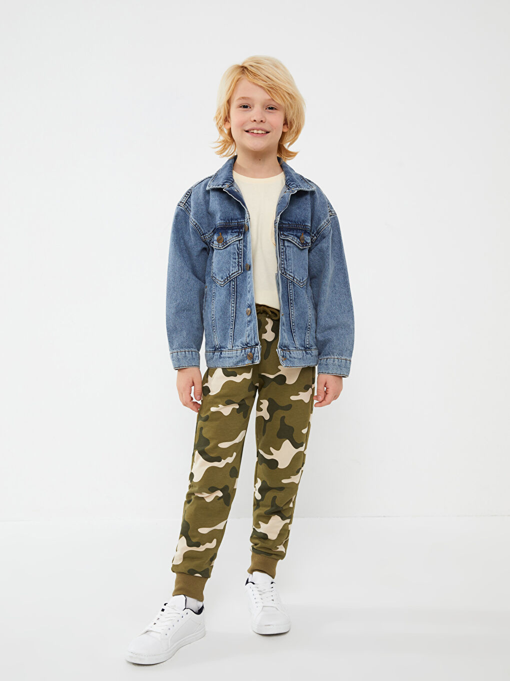 Yeşil Beli Lastikli Kamuflaj Desenli Erkek Çocuk Jogger Eşofman Altı-1