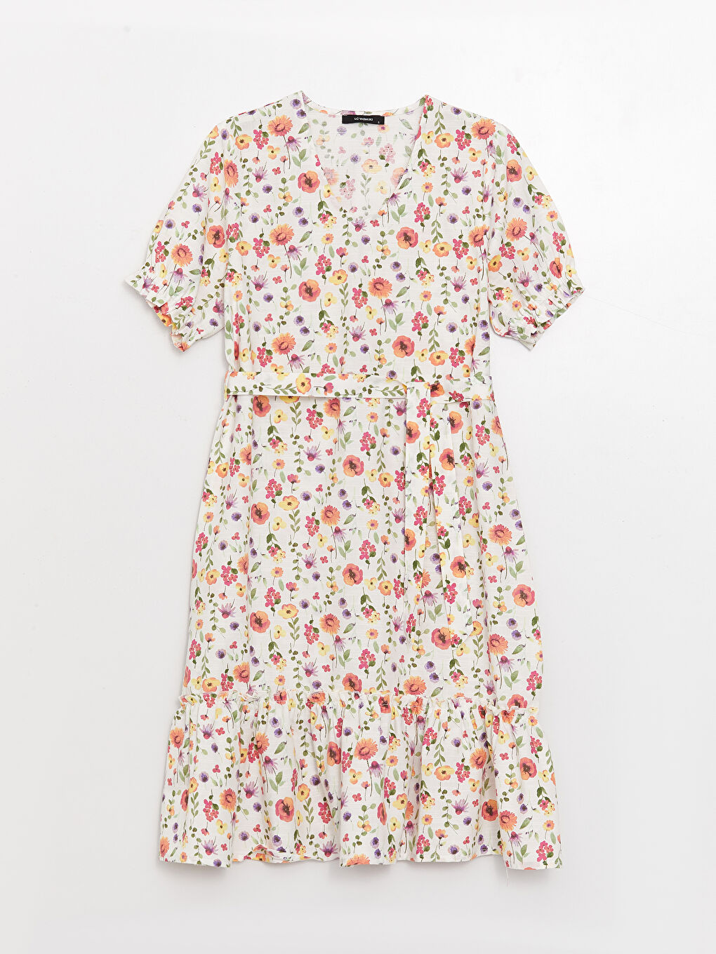 LCW Kids V-Neck Floral Short Sleeve Poplin Women's Dress Mother Daughter Combination -S3CN65Z8-F9C