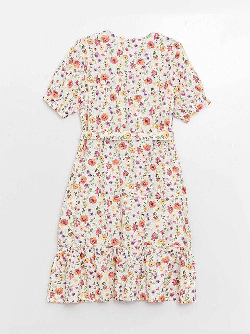 LCW Kids V-Neck Floral Short Sleeve Poplin Women's Dress Mother Daughter Combination -S3CN65Z8-F9C