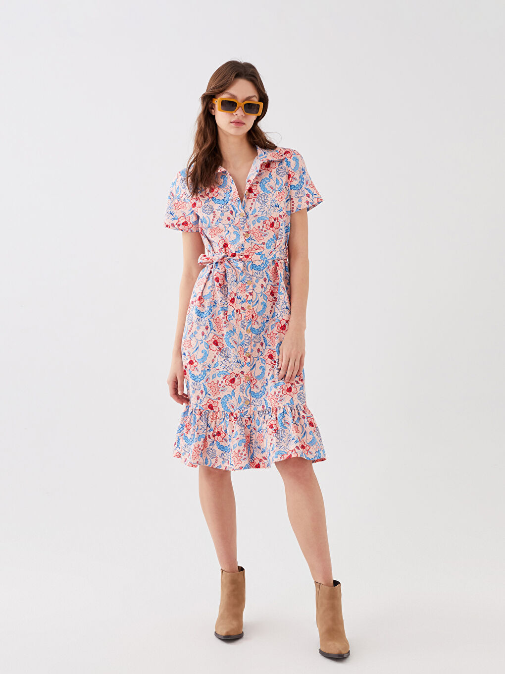 Shirt Collar Patterned Short Sleeve Women's Dress Mother Daughter Combination -S3CN66Z8-LQQ