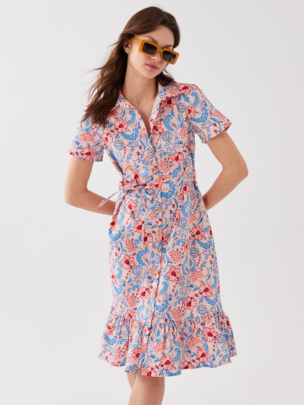 Shirt Collar Patterned Short Sleeve Women's Dress Mother Daughter Combination -S3CN66Z8-LQQ