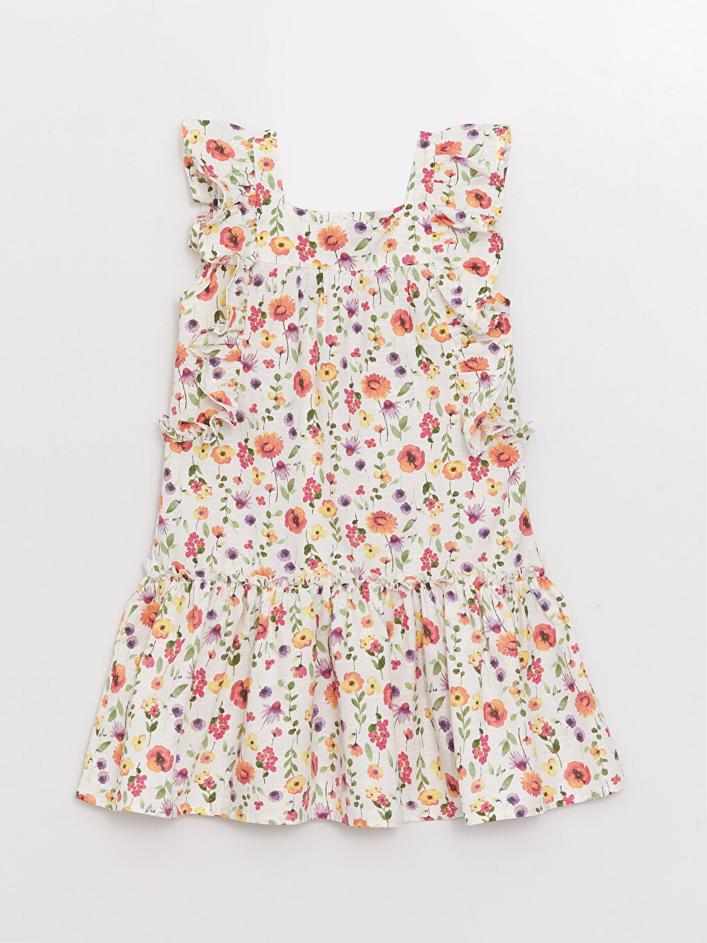 Шаршы жағалы өрнекті қыздарға арналған көйлек-3