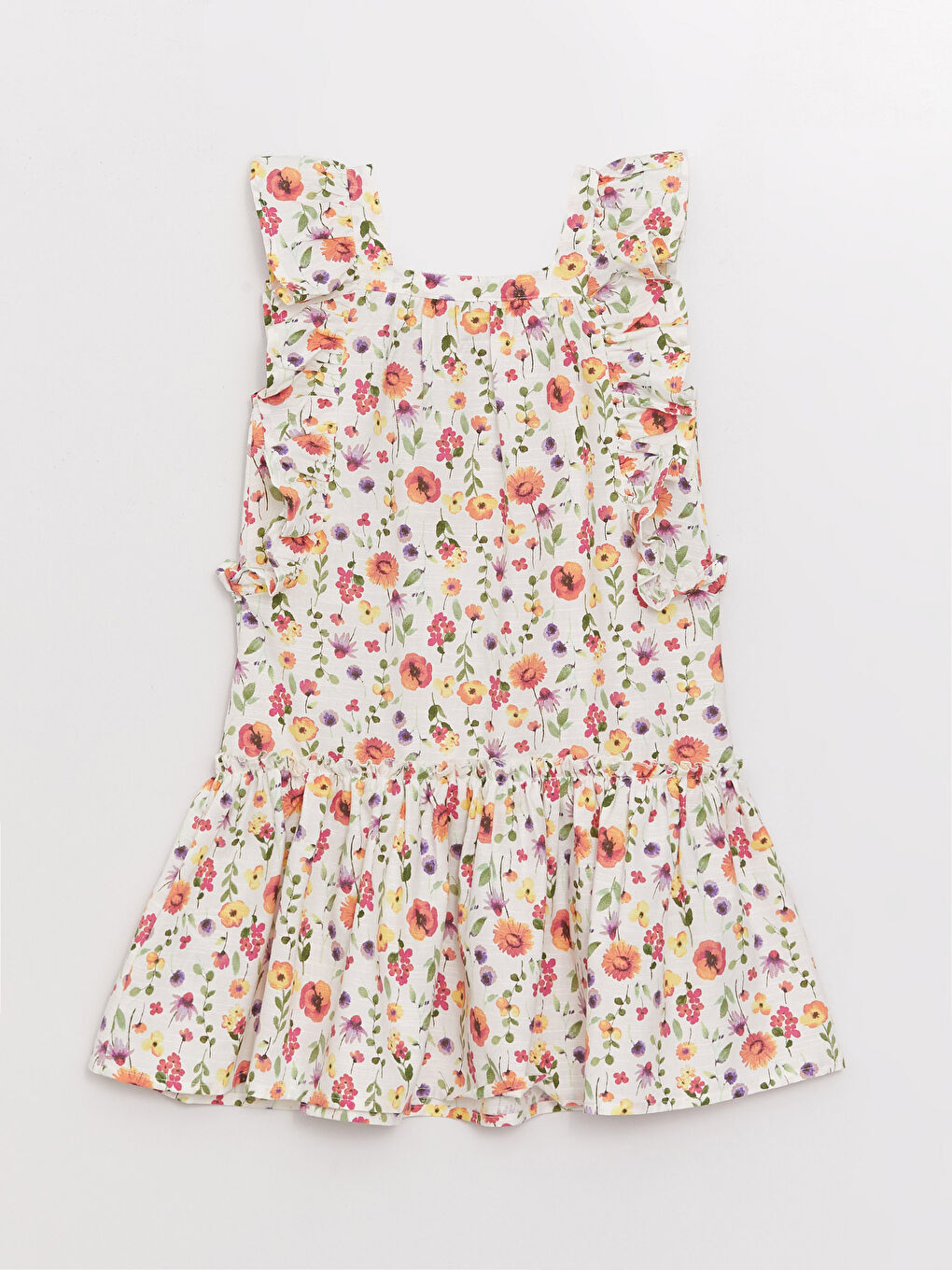 Шаршы жағалы өрнекті қыздарға арналған көйлек-4