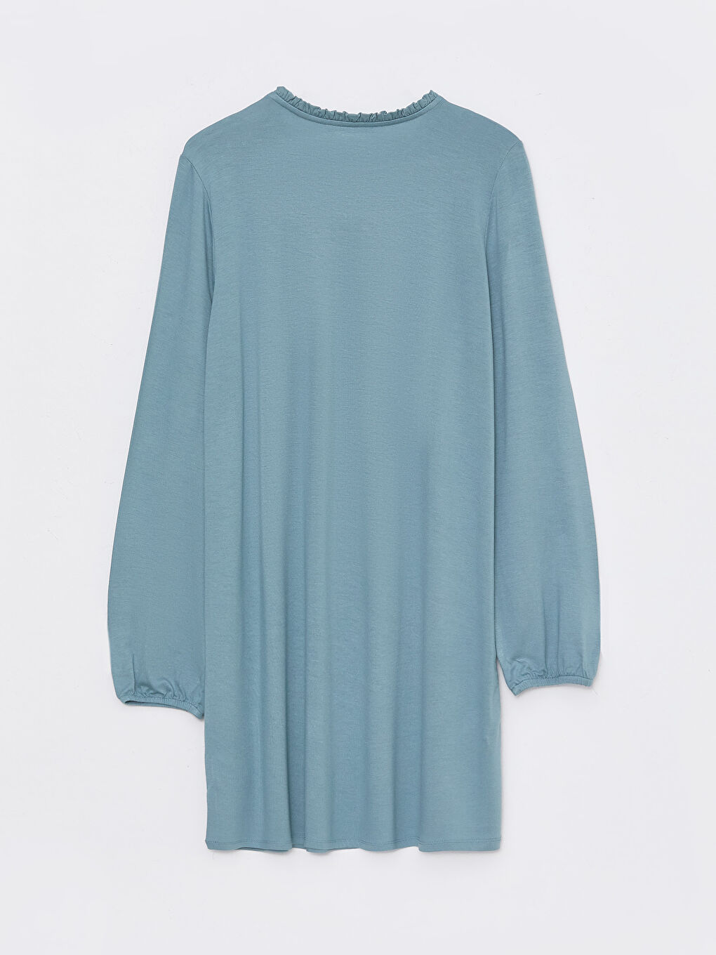 Mavi Bağlamalı Yaka Desenli Kadın Tunik-6