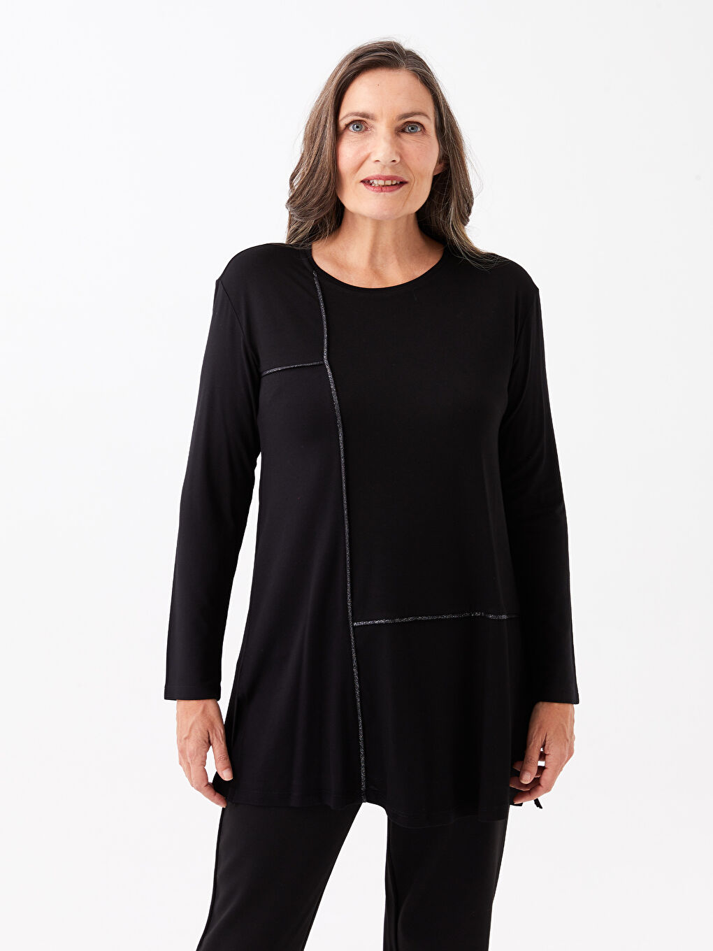 Crew Neck Plain Long Sleeve Women's Tunic