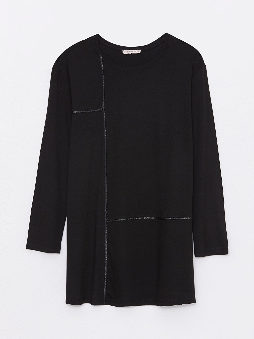 Crew Neck Plain Long Sleeve Women's Tunic-5