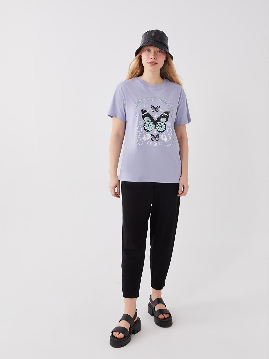 LCW Vision Crew Neck Printed Short Sleeve Women's T-Shirt -S3CN93Z8-FHU