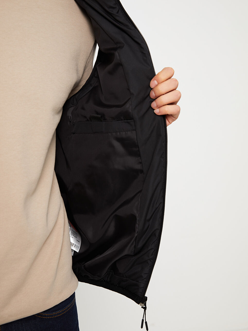 Siyah Standart Kalıp Dik Yaka Erkek Şişme Yelek-3