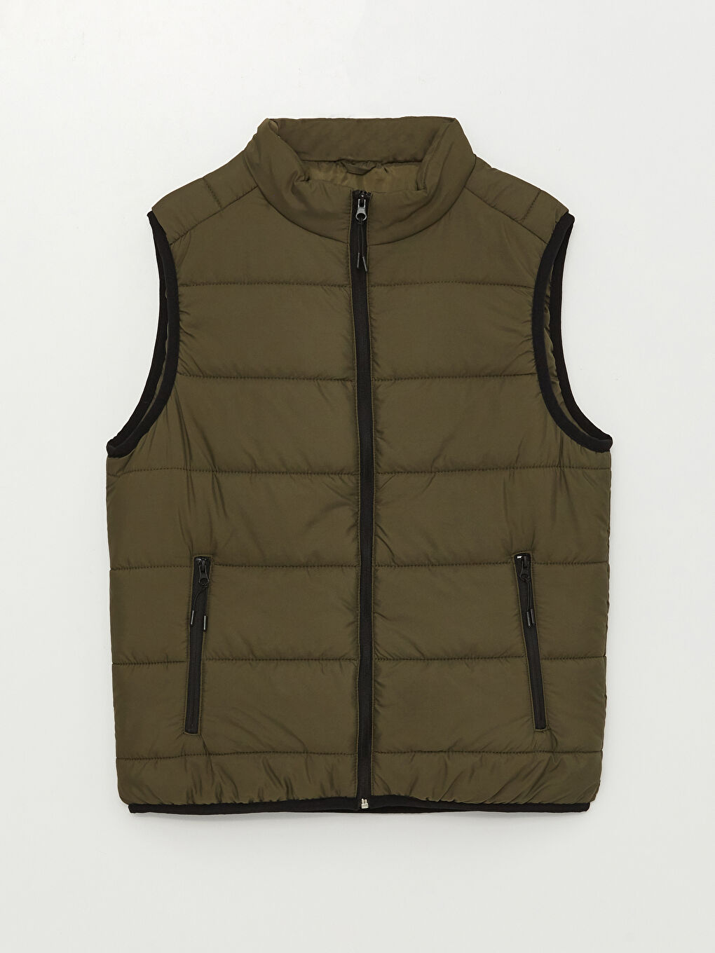 Haki Standart Kalıp Dik Yaka Erkek Şişme Yelek-5